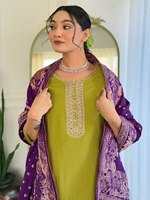 TV série actrice Style le plus vendu à la mode Viscose Chanderi soie tissu avec séquence travail pour la fonction porter Salwar costume