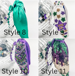 Diademas de Colores Morado, Verde y Dorado, Diademas con Diseño Único, Hechas a Mano con Cuentas Bordadas, Accesorios para el Mardi Gras - Product Image 6