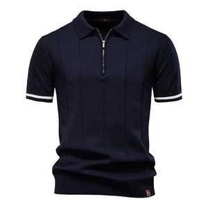 Polo deportivo con cremallera, Polo Atlético social, Polo con flecos, Color sólido, informal, de negocios, Polo para hombre - Product Image 1