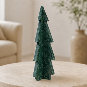 Escultura de Árbol de Navidad de Mármol Verde al por Mayor, Decoración Festiva de Mesa de Piedra Natural Entrelazada - Product Image 3