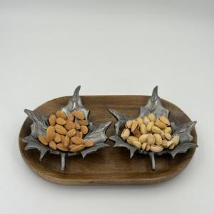 Bol décoratif en aluminium pour fruits secs, directement de l'exportateur indien, design feuille, bol en aluminium plaqué nickel noir à prix avantageux - Product Image 1