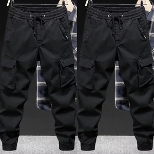 กางเกงคาร์โก้ผู้ชายทรงปกติ สีพื้น ผ้าโพลีเอสเตอร์/คอตตอน แห้งเร็ว เป็นมิตรกับสิ่งแวดล้อม มีเชือกผูก แบรนด์ทันสมัย สไตล์ลำลอง - Product Image 3