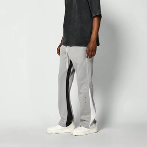 Men's Custom High Quality Cotton Flared Jogger Track Pants Patchwork <b>Elastic</b> Waistband Men Stacked Flare Sweatpants Men - Product Image 5