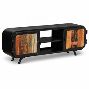 Industrial TV Cabinet Solid Reclaimed Wood | Durable Large Capacity Modern Living Room Storage Unit & Media Console Furniture - Product Image 1