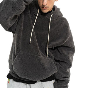 Wholesale <b>Sherpa</b> <b>Men's</b> Fashion Fleece <b>Hoodie</b> Custom Pullover Long Sleeve Corduroy Fabric 100% Cotton Hooded Collar Front Logo - Product Image 5