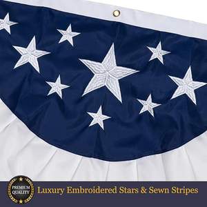 Guirlande de drapeaux américains pour extérieur 3x6 pieds, nouveaux drapeaux plissés US avec étoiles brodées, patriotiques, pour le 250e anniversaire du 4 juillet, durables - Product Image 3
