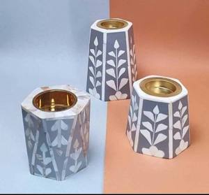 Handmade Wooden <b>Bone</b> Inlay Bakhoor Burner Tray and Storage Box Set with Decorative Inlay Design for Home - Product Image 4