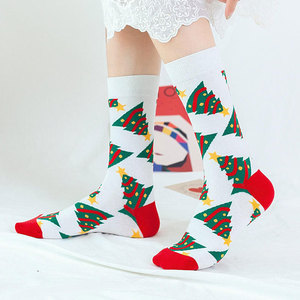 Calcetines de Invierno para Adultos con Diseño de Árbol de Navidad, Blancos, Rojos y Verdes, Tejido Jacquard, Transpirables y Casuales - Product Image 4