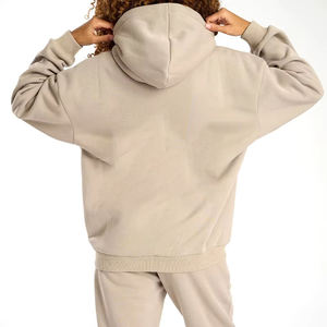 Sudadera con Capucha Personalizada de Estilo Urbano Vintage, Holgada, de Alta Calidad, Gris, de Felpa Gruesa de Algodón, Informal, con Estampado Puff para Mujer - Product Image 3