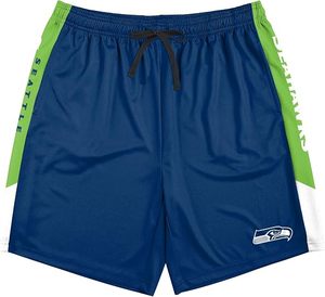 Pantalones Cortos Deportivos Ligeros de Poliéster Duradero con Franja Lateral Azul Verde de los Seattle Seahawks, 100% Poliéster - Product Image 1