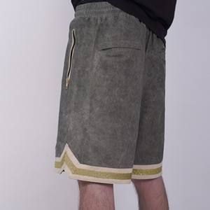 <b>Mens</b> <b>green</b> athletic <b>shorts</b> with zipper pockets beige trim breathable workout training gym basketball sportswear - Product Image 4