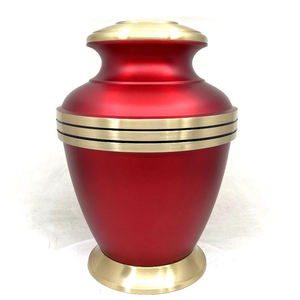Urna de cremación de aluminio rojo hecha a mano moderna elegante cenizas humanas para adultos tarro de regalo de recuerdo funerario conmemorativo de Metal personalizado - Product Image 1