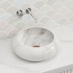 Lavabos en marbre blanc élégants: des designs uniques pour des salles de bains luxueuses - Product Image 1