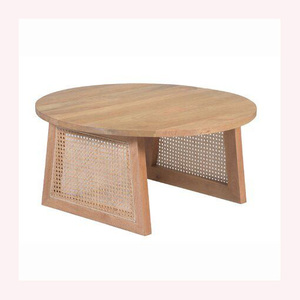 Mesa de centro de madera y ratán moderna de lujo hecha a mano, portátil y elegante, perfecta para salas de estar y salones contemporáneos - Product Image 2
