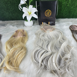 Topper de cheveux européen personnalisé en cheveux vierges Remy pour femmes, mono fin, double trame, prêt pour la permanente, à fixer par ruban adhésif, cheveux teints - Product Image 2