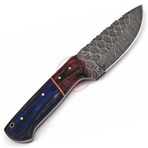 Sialkot-cuchillo de acampada al aire libre, cuchillo de caza de hoja de Damasco con Funda de cuero - Product Image 5