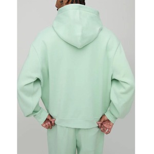 OEM เซ็ตผ้าฝ้าย100% 2ชิ้นของผู้ชายชุดแบบมีฮู้ดพิมพ์โลโก้แบบออกแบบได้ตามที่ต้องการลายไหล่โอเวอร์ไซส์ลายน้ำหนักสีพื้น - Product Image 2