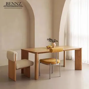 Mesa de jantar em madeira maciça BENNZ Olivia design retangular moderno feito de madeira de carvalho adequado para hotéis e salas de jantar