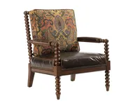Fauteuil à dossier haut avec pieds en bois perlé tournés à la main, design sculptural élégant avec soutien ergonomique pour un confort prolongé
