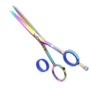 Rainbow Color Razor Edge Ultra Sharp Barber Scissors Hair Cutting Scissors/Shears Barber Haircut Scissors With Finger Rest