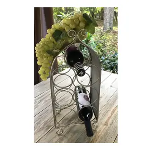 Black Finished Wrought Iron Wine Rack Wine Bottle Rack Vintage Holder Beer Bottle Holder Stand Handmade