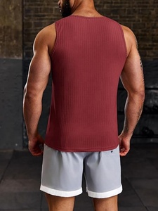 Débardeur côtelé sans manches pour homme, couleur unie, col rond, respirant, en polyester tricoté, vêtement décontracté pour le fitness - Product Image 3