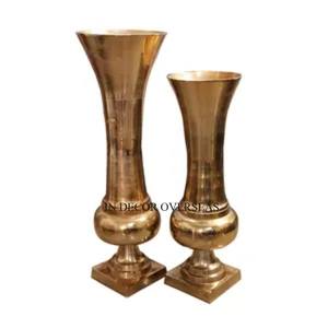 <b>Set</b> Of 2 High Grade Gold Plated Luxurious Quality Metal Made Trumpet Flower <b>Vase</b> Wedding Table Centerpiece Decor Accessories - Product Image 1