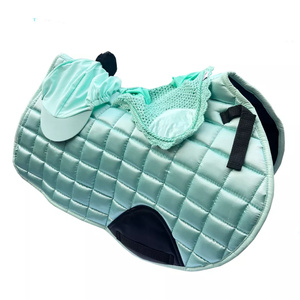 Juego de Almohadillas para Silla de Montar Hardihood International HI-SP-34, Satén Antideslizante, Almohadilla para Salto, Velo para Moscas, Funda para Casco de Equitación, Transpirable - Product Image 5
