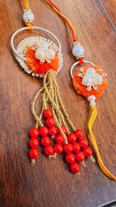 New Arrival 2024 Premium Quality Cute Handmade Thread Beads Bhaiya Bhabhi Designer Rakhi Combo <b>Set</b> for Raksha Bhandhan Festival - Product Image 3