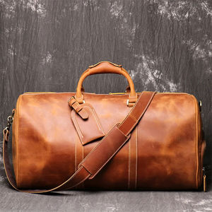 Handmade Custom Logo <b>Leather</b> Duffle <b>Bags</b> Men's Carry on <b>Overnight</b> Weekend Sports Gym Travel <b>Bag</b> Wholesale <b>Leather</b> Duffel <b>Bag</b> - Product Image 6