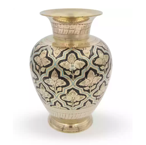 Decorative Vase Modern Brass Plated Flower Vase Engraved Design Handcrafted <b>Metal</b> Table Top Decorative Vase Home Decor - Product Image 5