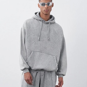 Collection hiver Sweat-shirt et pantalon unisexe stylé nouvel arrivage de streetwear personnalisé délavé à l'acide ensemble de 2 pièces sweat-shirt blanc à capuche et pantalon pour hommes - Product Image 2