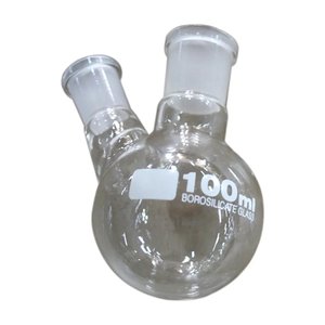 Flacon à fond rond avec deux cols-Cou central et 1 col latéral coudé avec joints interchangeables et en verre épais uniforme - Product Image 6