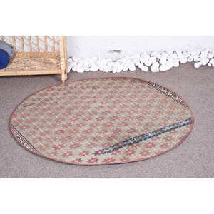 Alfombra de lana de área grande Vintage, 3,1x3,1 pies, patrón abstracto Floral rojo Beige para adolescentes, diseño de pasillo Rectangular, respaldo de látex - Product Image 2