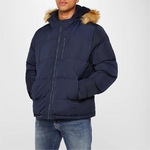 Chaquetas acolchadas personalizadas ligeras y elegantes al por mayor para hombre, diseño de burbuja de lona con cuello levantado y posicionamiento frontal del logotipo - Product Image 4