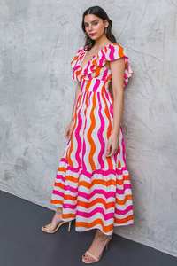 ชุดเดรสค็อกเทลผ้าลินินหลากสีสำหรับผู้หญิงชุดเดรสแม็กซี่แขนสั้นผ้าลินินทรงหลวมชุดเดรสคาฟตันฤดูใบไม้ผลิ - Product Image 2