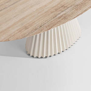 Mesa de Comedor Elíptica Extensible y Estable con Sistema Plisado, Mesa Ovalada de Madera Ensamblada con Lazy Susan para Cocina - Product Image 5