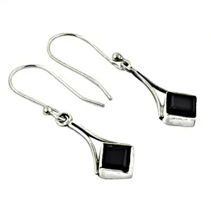 Boucles d'oreilles pendantes en argent 925 plaqué or rose avec onyx noir pour femmes - Tendance et usage quotidien - Product Image 1