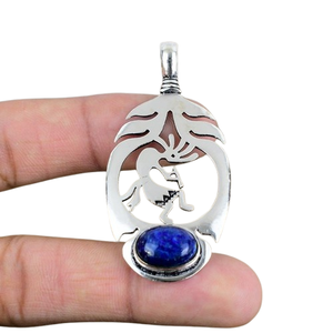 Colgante de piedras preciosas de lapislázuli de Plata de Ley 925 estilo bohemio de tendencia, joyería hecha a mano con chapado en rodio, regalo de mujer para niñas - Product Image 1