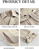 Manteau long à double boutonnage pour femme, streetwear, respirant, écologique, 100% coton, coupe-vent, col classique, slim, pardessus