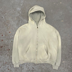 Sweats à capuche zippés vintage pour hommes en molleton lavé à l'acide Streetwear personnalisé sweats à capuche d'hiver en coton délavés au soleil - Product Image 1