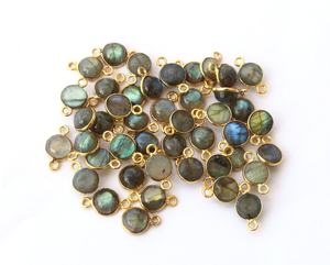 6mm Triple boucle lien charme connecteurs 925 argent Sterling naturel Labradorite Cabochon lunette réglage collier pour les femmes - Product Image 3