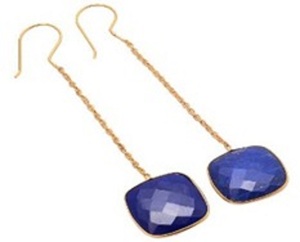 Pendientes con forma de cojín de lapislázuli, de Plata de Ley 925, GEMA, novedad - Product Image 1