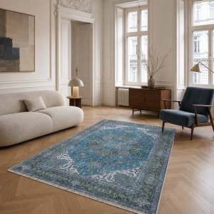 Alfombra lavable tradicional azul marino Netline Home Studio Linework - Product Image 6