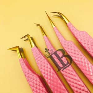 Pince à épiler incurvée de qualité supérieure, pince à épiler pour extensions de cils, pointe dorée, pince à épiler professionnelle pour cils, MINK MOQ - Product Image 5