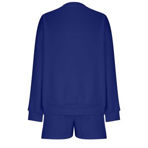 Sudadera con capucha de algodón de gran tamaño para mujer, pantalones cortos por encima de la rodilla, conjunto de 2 piezas, Tops largos para invierno, camisa corta de dos piezas a juego - Product Image 5