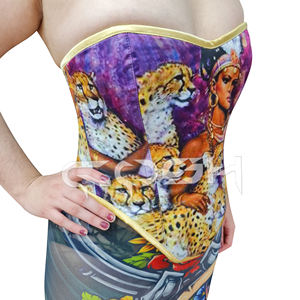 Printed Leopard Queen Overbust Plus <b>Size</b> Corset Top With Skirt High Compression Streetwear Fashion Clothing Manufacturer - Product Image 3