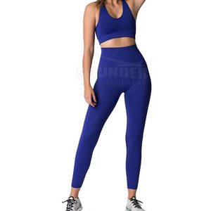 Conjunto de Yoga para mujer superventas, conjunto de 2 piezas de patrón sólido de Color personalizado, MOQ bajo, precio al por mayor, conjunto de Yoga de alta calidad de último diseño - Product Image 1