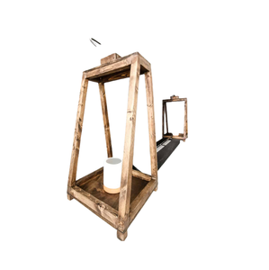 European Vintage Wind Proof Rustic <b>Wooden</b> Lantern Courtyard Portable <b>Wooden</b> Hurricane Candle Lantern - Product Image 2