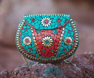 Solide indien luxe métal mosaïque sac à main pierre motif pochette à la main fantaisie décontracté de qualité supérieure - Product Image 4